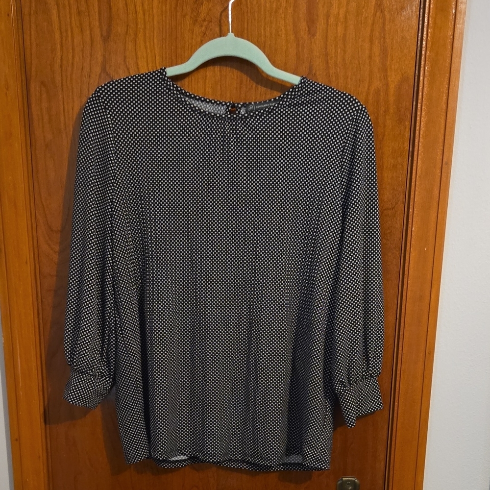 Adrianna Papell Black and White Dotted Blouse